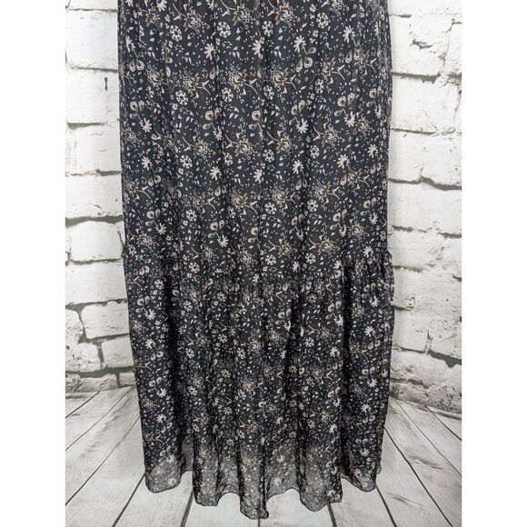 LE RAGAZZE Boho Cottage Prairie Silk Floral Whimsigoth Italy Maxi Dress Large - Picture 3 of 7